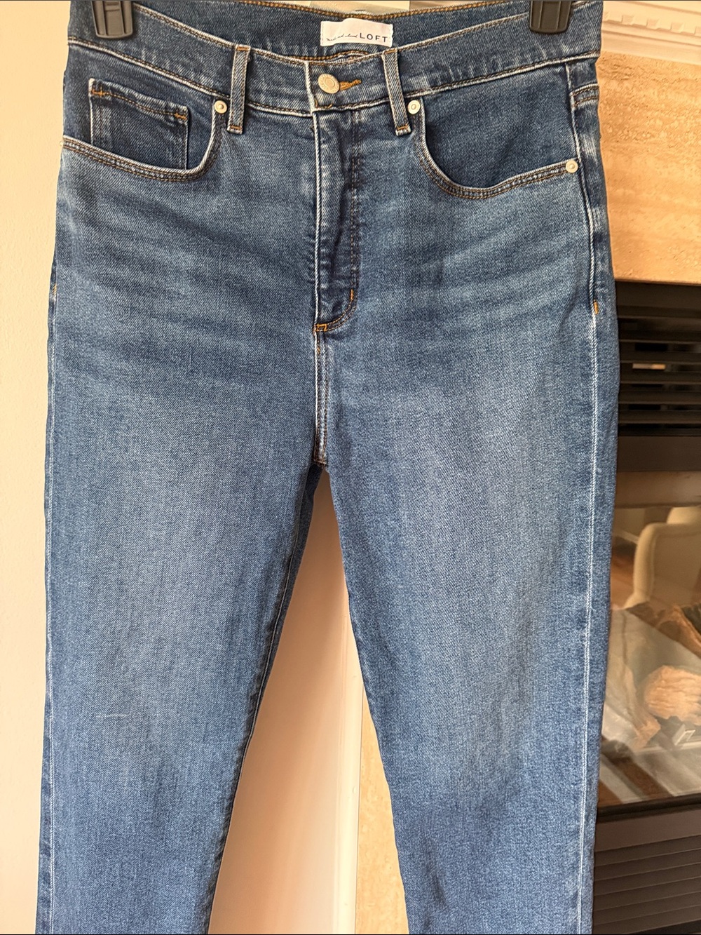 LOFT Mid-Blue High-Rise Slim Jeans